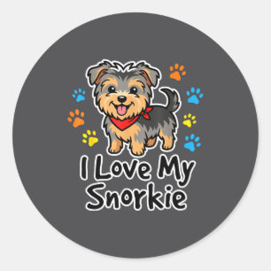 Adesivo Redondo Eu Amo Meu Cachorro Snorkie Schnauzer Yorkie Mistu