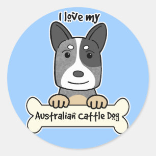 Adesivo Redondo Eu amo meu cão australiano do gado