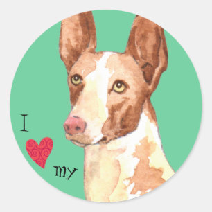 Adesivo Redondo Eu amo meu cão ibizano