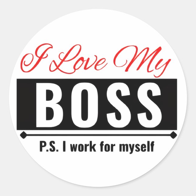 Adesivo Redondo Eu Amo Meu Chefe (Frente)