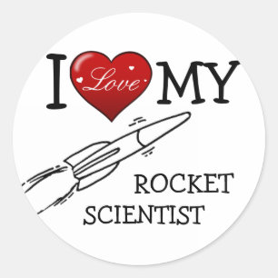 Adesivo Redondo Eu amo meu cientista de Rocket