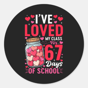 Adesivo Redondo Eu Amo Meu Cl Há 67 Dias De Escola Valentines T