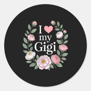 Adesivo Redondo Eu amo meu coração floral gigi vovó