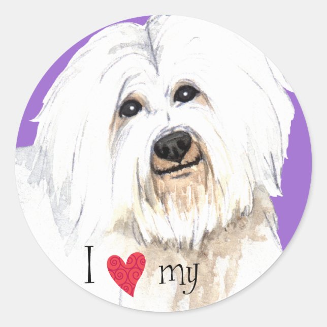Adesivo Redondo Eu amo meu Coton de Tulear (Frente)