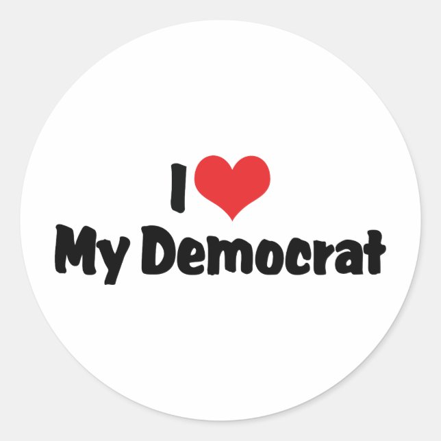 Adesivo Redondo Eu Amo Meu Democrata (Frente)