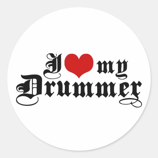 Adesivo Redondo Eu Amo Meu Drummer (Frente)
