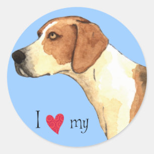 Adesivo Redondo Eu amo meu Foxhound americano