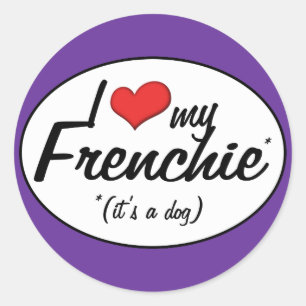 Adesivo Redondo Eu amo meu Frenchie (é um cão)