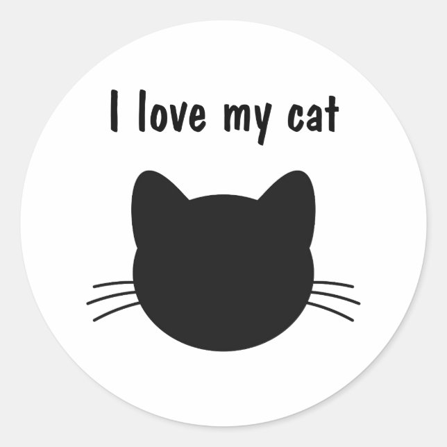 Adesivo Redondo Eu amo meu gata Sticker (Frente)