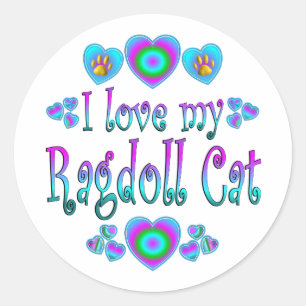 Adesivo Redondo Eu amo meu gato de Ragdoll
