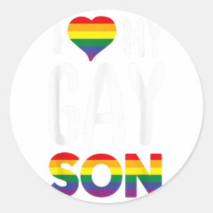 Adesivo Redondo EU AMO MEU GAY SON Orgulhoso Ally Rainbow Heart -