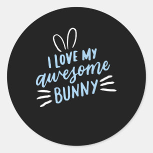 Adesivo Redondo Eu Amo Meu Incrível Bunny Rabbit Lover