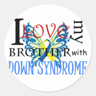 Adesivo Redondo Eu amo meu irmão com síndrome de Down