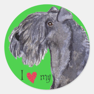 Adesivo Redondo Eu amo meu Kerry Blue Terrier