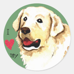 Adesivo Redondo Eu amo meu Kuvasz