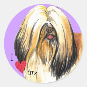 Adesivo Redondo Eu amo meu Lhasa Apso
