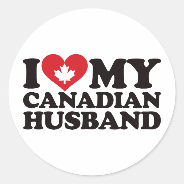 Adesivo Redondo Eu Amo Meu Marido Canadense (Frente)