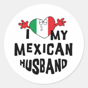Adesivo Redondo Eu amo meu marido mexicano