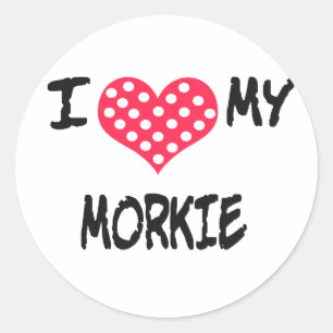 Adesivo Redondo Eu amo meu Morkie
