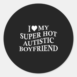 Adesivo Redondo Eu Amo Meu Namorado Autista Super Gato Camiseta En
