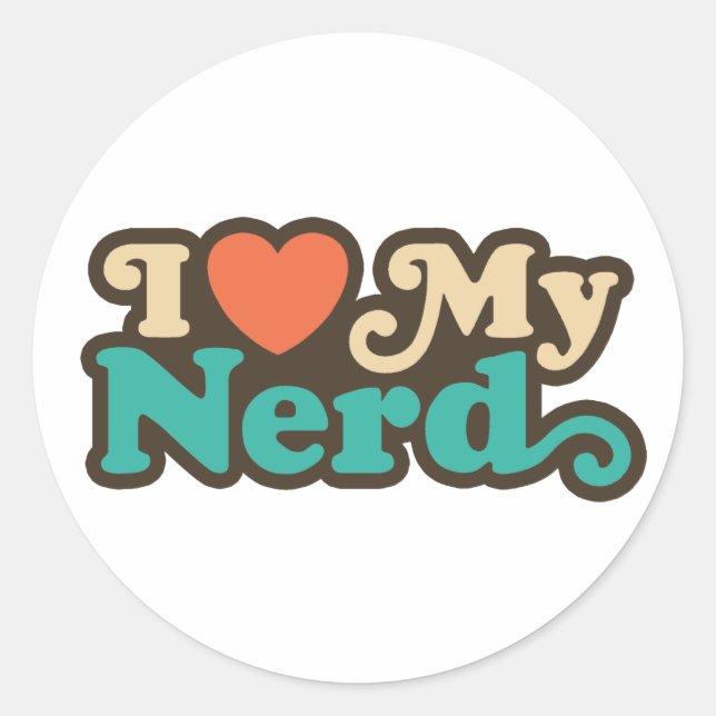 Adesivo Redondo Eu Amo Meu Nerd (Frente)