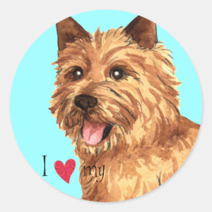 Adesivo Redondo Eu amo meu Norwich Terrier