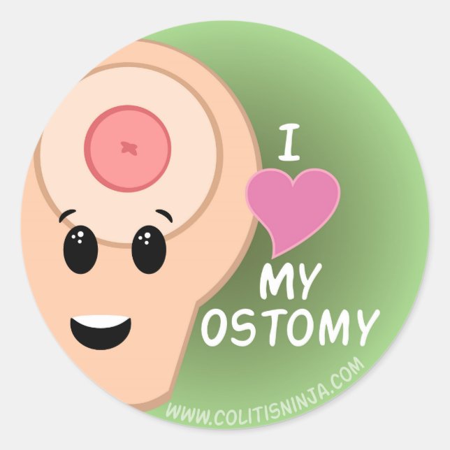 Adesivo Redondo Eu amo meu Ostomy (Frente)