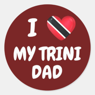 Adesivo Redondo Eu Amo Meu Pai Trini Bandeira de Trinidad e Tobago