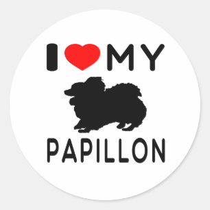 Adesivo Redondo Eu amo meu Papillon.