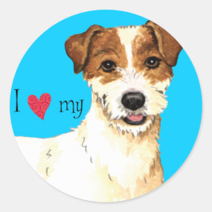 Adesivo Redondo Eu amo meu Parson Russell Terrier