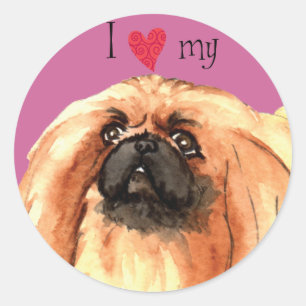 Adesivo Redondo Eu amo meu Pekingese