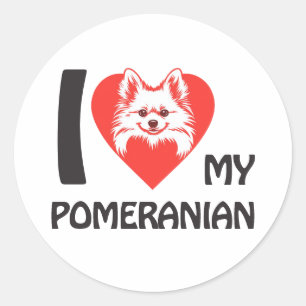 Adesivo Redondo Eu Amo Meu Pomeraniano - Bonito Dom De Sobrinho De