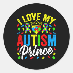 Adesivo Redondo Eu Amo Meu Príncipe Autista - Apoie o Autismo Auti
