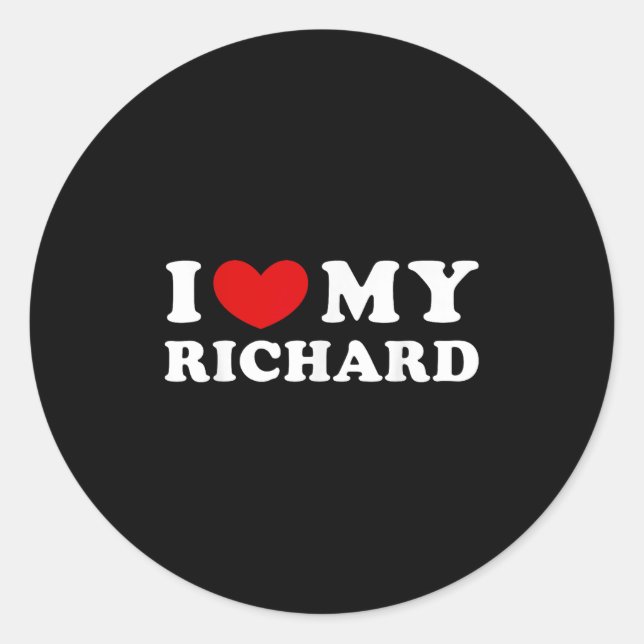 Adesivo Redondo Eu Amo Meu Richard, Eu Corto Meu Richard (Frente)