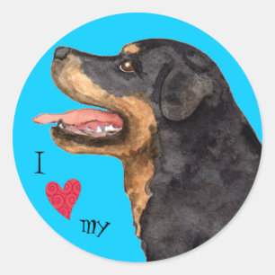 Adesivo Redondo Eu amo meu Rottweiler