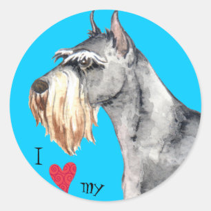 Adesivo Redondo Eu amo meu Schnauzer padrão