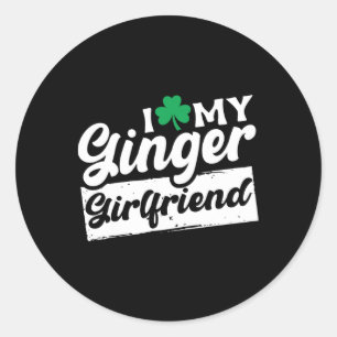 Adesivo Redondo Eu Amo Meu Shamrock Ruivo Gengibre Dia De São Patr
