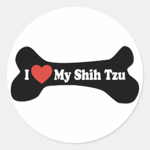 Adesivo Redondo Eu amo meu Shih Tzu - osso de cão
