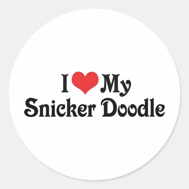 Adesivo Redondo Eu Amo Meu Snicker Doodle (Frente)