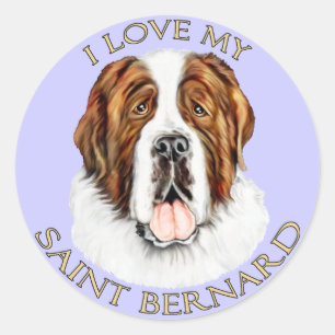 Adesivo Redondo Eu amo meu St Bernard