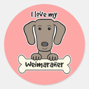 Adesivo Redondo Eu amo meu Weimaraner