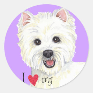 Adesivo Redondo Eu amo meu Westie