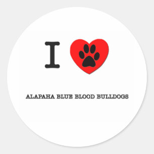 ADESIVO REDONDO EU AMO MEUS BULDOGUES DO SANGUE AZUL DE ALAPAHA