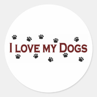Adesivo Redondo Eu Amo Meus Cães