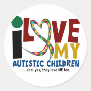 Adesivo Redondo Eu Amo Meus Filhos Autistas 2 AUTISMO SENSIBILIZAÇ