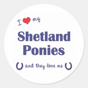 Adesivo Redondo Eu amo meus pôneis de Shetland (os pôneis