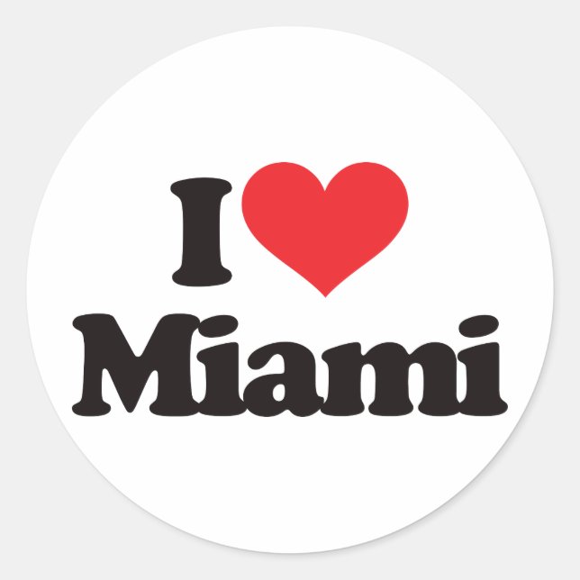 Adesivo Redondo Eu Amo Miami (Frente)