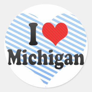 Adesivo Redondo Eu amo Michigan