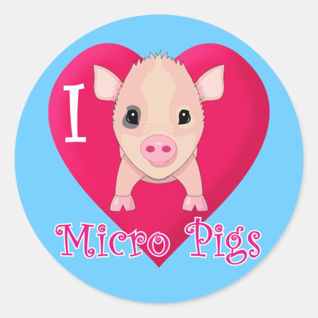 Adesivo Redondo Eu Amo Micro Porcos (Frente)
