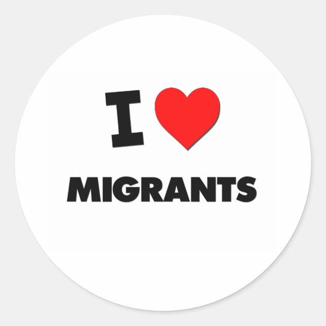 Adesivo Redondo Eu Amo Migrantes (Frente)